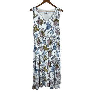 Rachel Zoe Midi Dress Womens 10 Multicolor Floral A-Line Sleeveless Boho Pockets